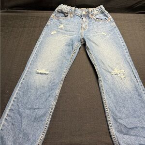 Old Navy Blue Distressed Straight Leg Jeans